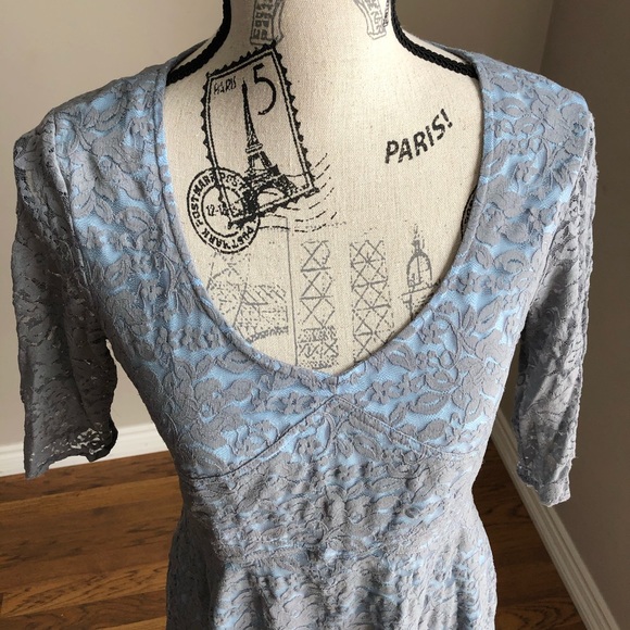 Z Spoke Zac Posen Grey blue lace overlay dress 8 - Picture 3 of 8